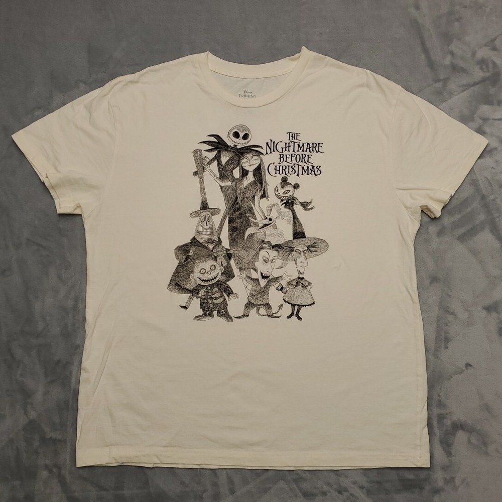 The Nightmare Before Christmas Shirt Mens M Cream Jack Skellington Graphic Tee